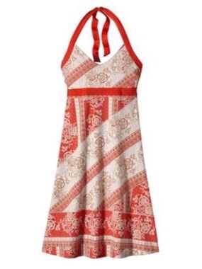 Patagonia Iliana Halter Dress
Size Large Cream and Orange/Salmon
